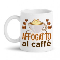 Tazza mug 11 oz Affogatto, gatto divertente kawaii in affogato al caffè con panna e cioccolato!