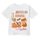 T-Shirt Maglietta Bimbo Bimba Compleanno, Personalizzata con Numero e Nome! Volpe Scoiattolo Autunno!