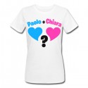 T-Shirt Maglietta Donna Maschio Femmina Boy Girl, gender reveal party, personalizzata con i nomi di bimbo o bimba!