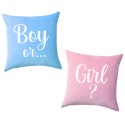 Coppia di federe per cuscini 100% cotone Boy or Girl party gender reveal