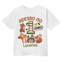 T-Shirt Maglietta Bimbo e Bimba Primo Compleanno, Adesso Ho 1 Anno, Personalizzata con Nome! Animali del Bosco! 1