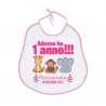 Bavaglino bavetta Adesso ho 1 anno! Personalizzato con nome bimba e data! Primo Compleanno animali giungla safari!