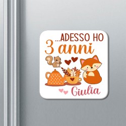 Set x 10 calamite Compleanno, personalizzate con numero di anni e nome! Animaletti Bosco Autunno!