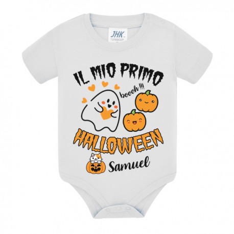  Body bimbo o bimba Il mio primo Halloween, personalizzato con nome! Fantasma carino, zucche e gattino! 