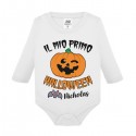 Body bimbo bimba manica lunga Il mio primo Halloween, personalizzato con nome! Zucca divertente e pipistrello carino!