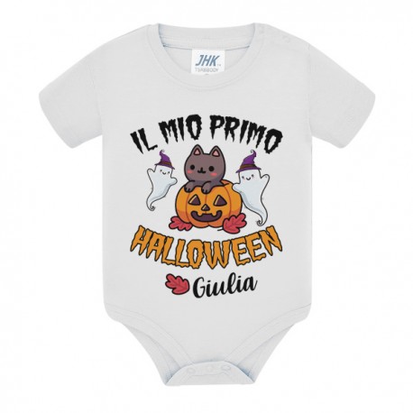  Body bimbo o bimba Il mio primo Halloween, personalizzato con nome! Zucca, gattino e fantasmini!