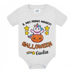 Body bimbo o bimba Il mio primo magico Halloween, personalizzato con nome! Zucca e unicorno!