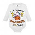 Body bimbo bimba manica lunga Il mio primo magico Halloween, personalizzato con nome! Zucca e unicorno!