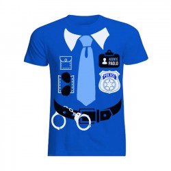 T-Shirt Maglietta Uomo Police Divertente Polizia, Personalizzata con Nome! per Carnevale o Halloween! 