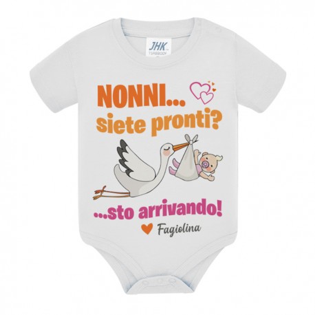 Body neonata Nonni siete pronti? Sto arrivando! Annuncio gravidanza personalizzato con soprannome o nome della bimba!