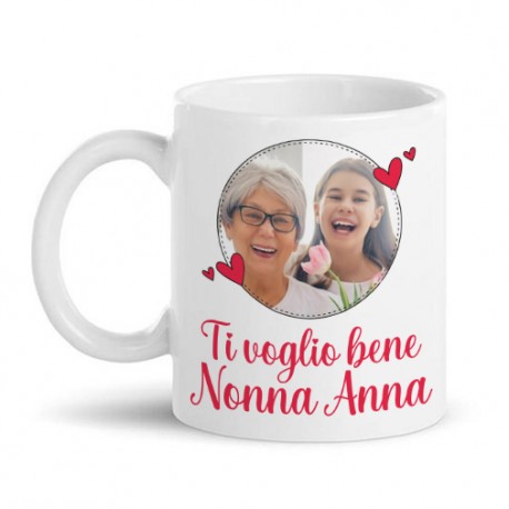 Tazza mug 11oz Ti voglio bene Nonna! Personalizzata con la tua foto nella cornice ed il nome della nonna! Festa dei nonni! 
