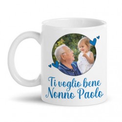 Tazza mug 11oz Ti voglio bene Nonno! Personalizzata con la tua foto nella cornice ed il nome del nonno! Festa dei nonni! 