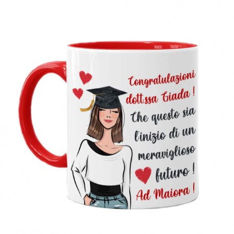  Tazza mug 11oz Congratulazioni dottoressa, personalizzata con nome, idea regalo per laurea, laureata, dedica ad maiora! 