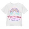 T-Shirt Maglietta Bimbo Bimba Primo Compleanno, personalizzata con Nome e Data! Arcobaleno!
