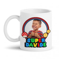 Tazza mug 11oz Super videogame, personalizzata con foto e nome! Passione retrogaming, videogioco, funghetto e monetina!