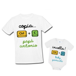 Pacchetto di coppia t-shirt uomo e body bimbo Copia e Incolla, personalizzati con nomi!