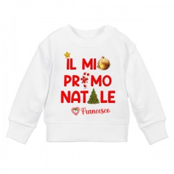 Felpa bimbo e bimba Il mio Primo Natale, personalizzata con nome! Alberello e pallina!