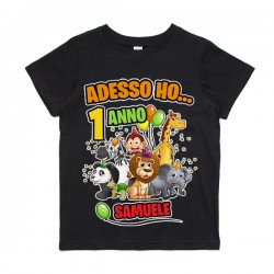 T-shirt bimbo e bimba 1 anno party animali giungla safari, maglietta primo compleanno! Personalizzata con nome!
