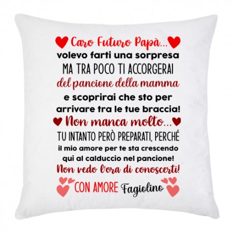 Federa per cuscino Caro futuro papà volevo farti una sorpresa nel pancione di mamma! Personalizzata con nome o soprannome! 