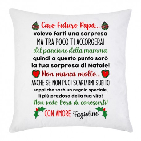 Federa per cuscino Caro futuro papà, sorpresa di Natale nel pancione di mamma! Personalizzata nome o soprannome!