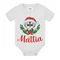 Body bimbo o bimba di Natale con animaletto carino, personalizzato con nome! Pinguino baby! 