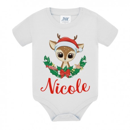 Body bimbo o bimba di Natale con animaletto carino, personalizzato con nome! Renna baby! 