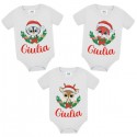 Pacchetto x 3 body bimbo o bimba di Natale con animaletti carino, personalizzati con nome! Renna, volpe e pinguino!