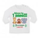  T-shirt maglietta bimbo manica lunga Primo compleanno, adesso ho 1 anno! Giungla Safari! Personalizzata con nome e data!