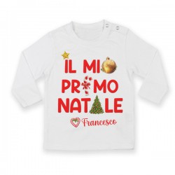  T-shirt maglietta bimbo bimba manica lunga Il mio primo Natale! Personalizzata con nome! Alberello, pallina, stellina!