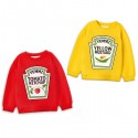 Coppia di Felpe Bimbo o Bimba Ketchup e Mostarda, Rossa e Gialla, Divertenti per fratellini, sorelline, Gemelli, gemelle! 