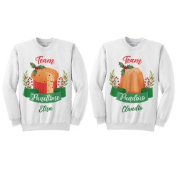 Coppia di Felpe Unisex Uomo o Donna Lui Lei Team Panettone e Pandoro, Natale, Personalizzate con Nomi! 