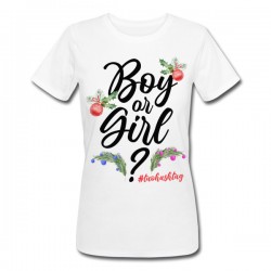 T-shirt maglietta donna Boy or Girl personalizzata con tuo hashtag, party festa gender reveal Natale! 