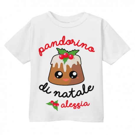 Maglietta Bimbo o Bimba Pandorino di Natale! Personalizzata con Nome! Pandoro Carino Divertente! 