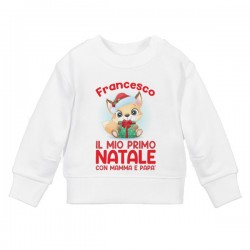 Felpa Bimbo Bimba Primo Natale, Personalizzata con Nome! Volpe Carina!