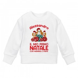 Felpa Bimbo Bimba Primo Natale, Personalizzata con Nome! Cagnolini Carini!