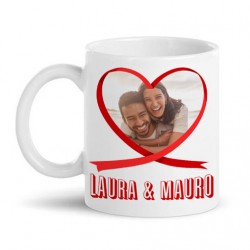 Tazza mug 11oz bianca Personalizzata con la vostra foto nel cuore e i vostri nomi stile serie tv! Idea regalo amore ti amo! 