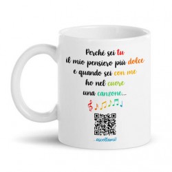  Tazza mug 11oz Pensiero più dolce personalizzata con qr code scannerizzabile della vostra canzone! Regalo d'amore! 