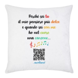 Federa per cuscino Pensiero più dolce personalizzata con qr code scannerizzabile della vostra canzone! Regalo d'amore! 