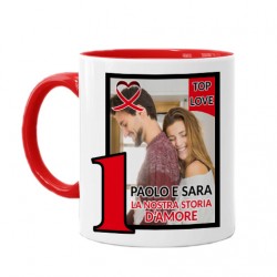  Tazza mug color rossa 11oz Personalizzata con la vostra foto e i vostri nomi stile classifica serie tv Top Storia d'Amore! 