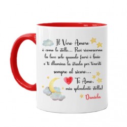 Tazza mug rossa 11 oz Il vero amore è come una stella! Ti amo! Personalizzata con nome! 