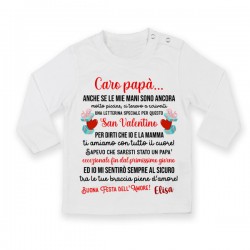 T-shirt maglietta bimbo bimba manica lunga San Valentino, Caro Papà io e mamma ti amiamo! Personalizzata con nome!