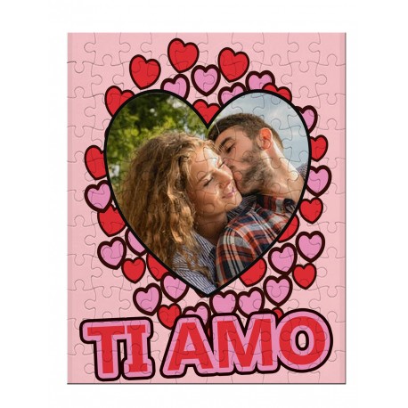 Puzzle personalizzato con la tua foto NEL CUORE color, ti amo! 96 tessere, pezzi in cartoncino! Idea regalo San Valentino!