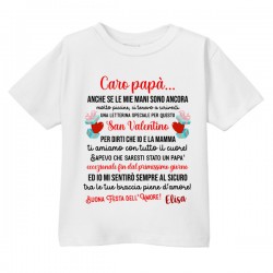  T-shirt maglietta bimbo o bimba San Valentino, Caro papà io e Mamma Ti Amiamo! Personalizzato con Nome! 