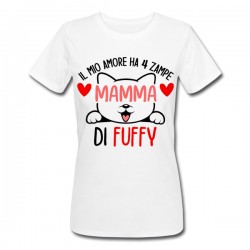 T-shirt maglietta donna Il mio amore ha 4 zampe, mamma di, personalizzata con nome del gatto, gattino!