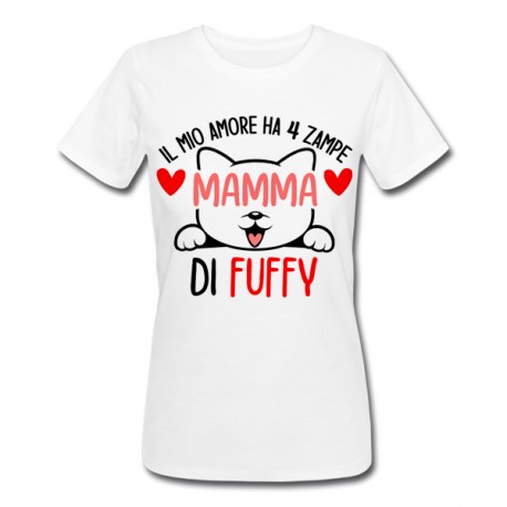 T-shirt maglietta donna Il mio amore ha 4 zampe, mamma di, personalizzata con nome del gatto, gattino!