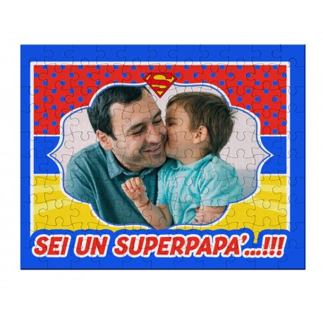  Puzzle personalizzato con la tua foto nella cornice! Sei un super papà! Idea regalo festa del papà, 96 pezzi in cartone! 