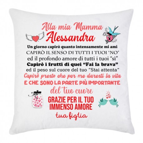 Federa per cuscino Alla mia mamma, personalizzata con nome! Un giorno capirò, grazie per il tuo amore, dedica da figlia! 