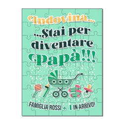  Puzzle per annuncio gravidanza sorpresa! Stai per diventare papà! Personalizzato con nome famiglia! 48 pezzi hdf effetto legno 