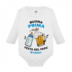 Body neonato manica lunga Buona Prima Festa del Papà, personalizzato con nome del bimbo! 