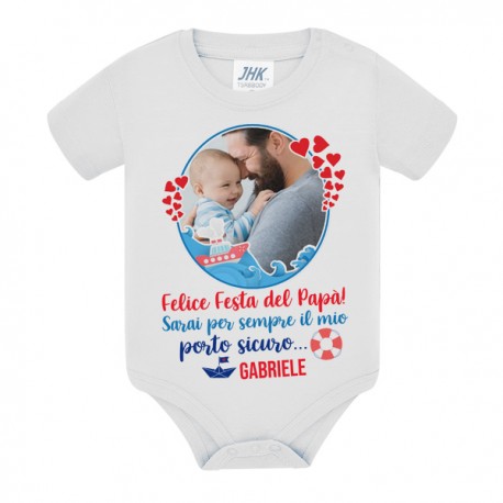 Body Felice Festa del Papà, personalizzato con foto e nome bimbo o bimba!